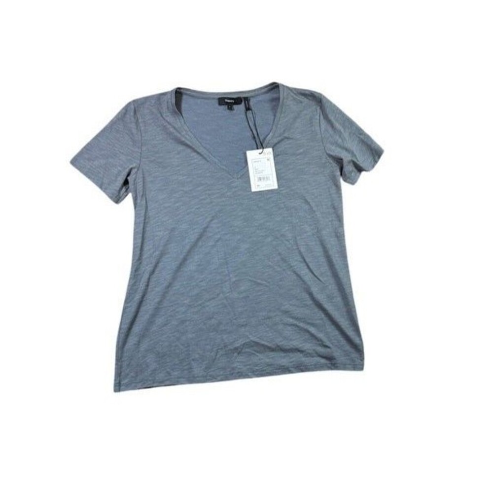 Theory Top Tee T-shirt Womens Size Small Dayne B Gray V-Neck MSRP $85 NWT